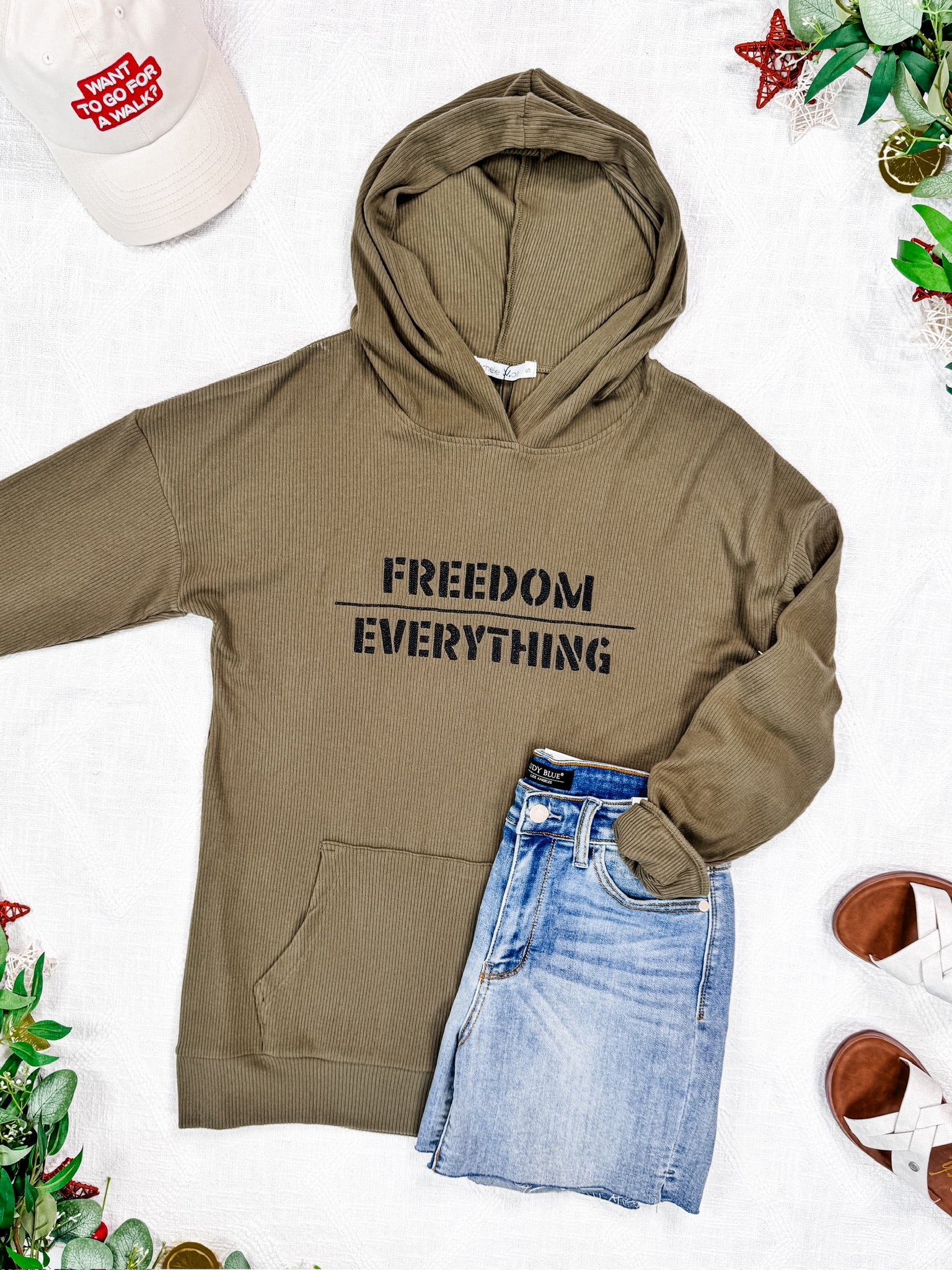 Corrine Embroidered Hoodie - Freedom Over Everything